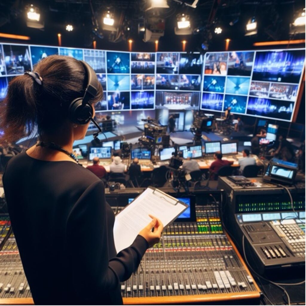 Floor Manager in Control Room by Bing Image Creator